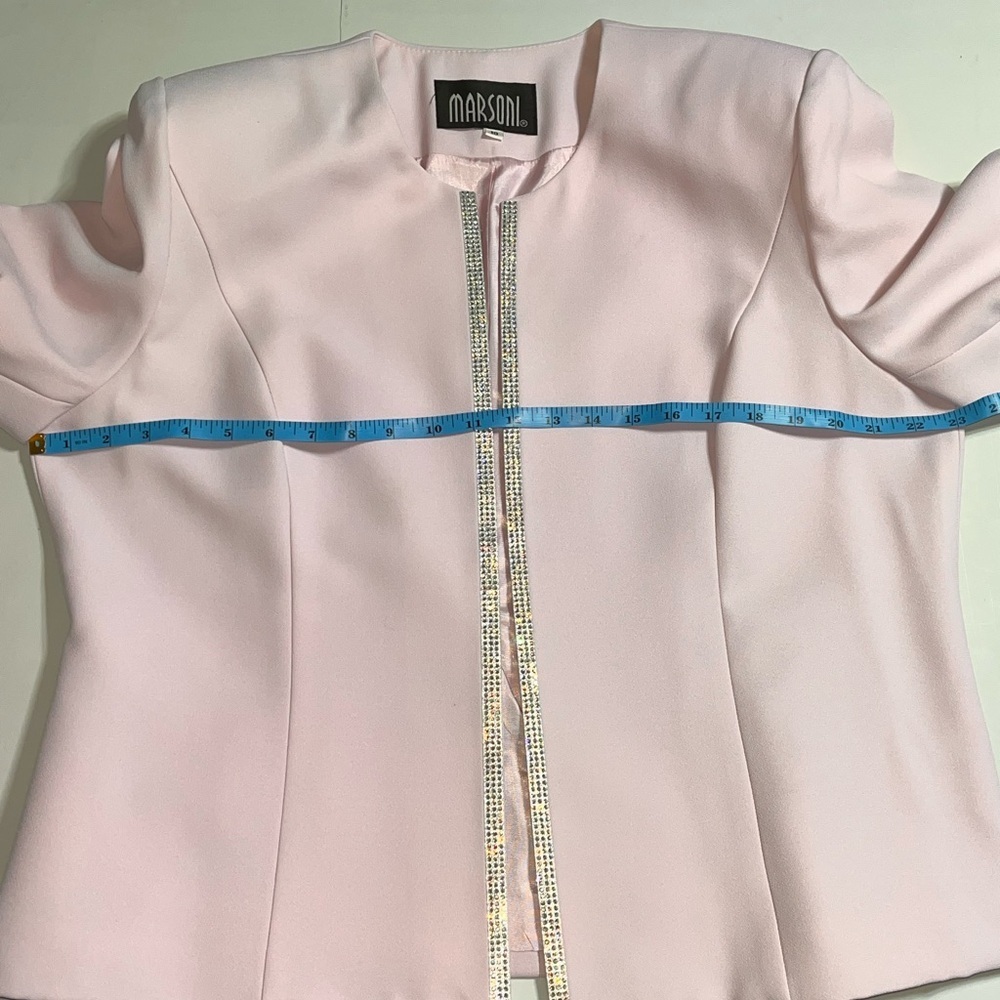 Marsoni Elegant Light Pink Skirt Suit with Silver Accents size 18 - Picture 4 of 10